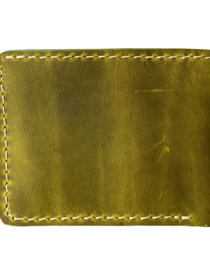Luxury olive green leather wallet with coin pocket