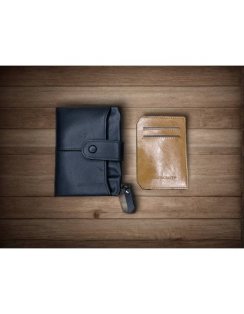 Черен портфейл от естествена кожа с RFID защита