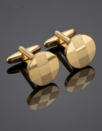 Round Engraved Gold Cufflinks