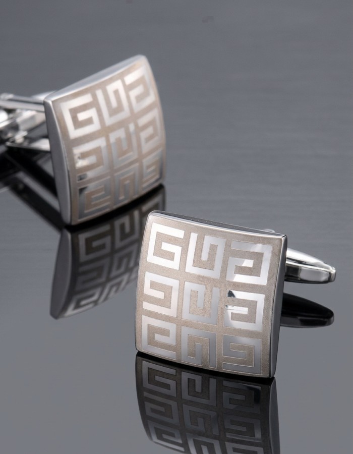 Engraved Curved Square Cufflinks