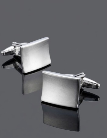 Rectangular Brushed Curved Cufflinks