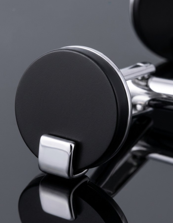 Black Round Crystal Cufflinks
