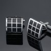 Square Black Cufflinks with Grid