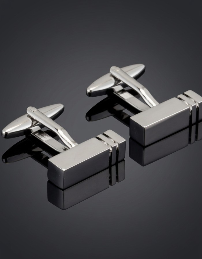 Rectangular Cufflinks with Two Lines