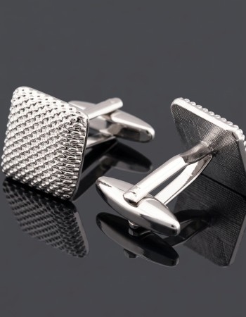Square Metal Cufflinks with Braided Detail
