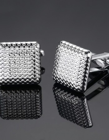 Square Metal Cufflinks with Braided Detail
