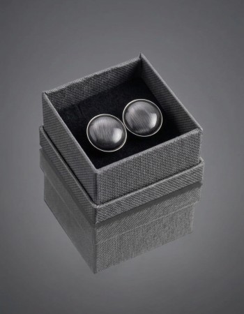 Black Round Cufflinks with Stone