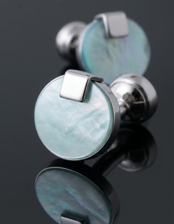 Round Cufflinks with Blue Stone