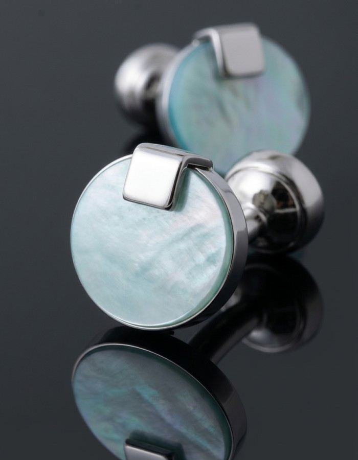 Round Cufflinks with Blue Stone