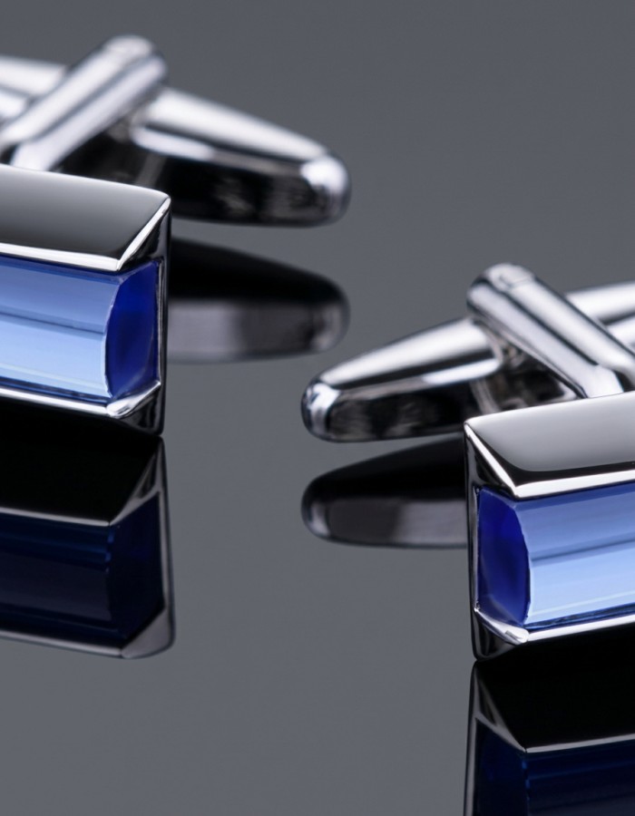 Rectangular Cufflinks with Blue Stone