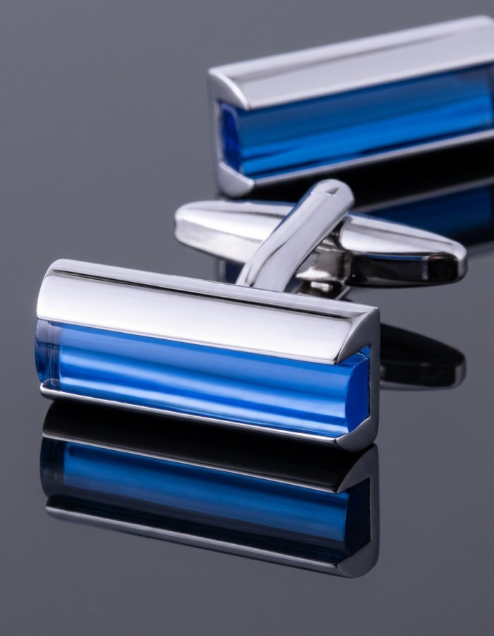Rectangular Cufflinks with Blue Stone
