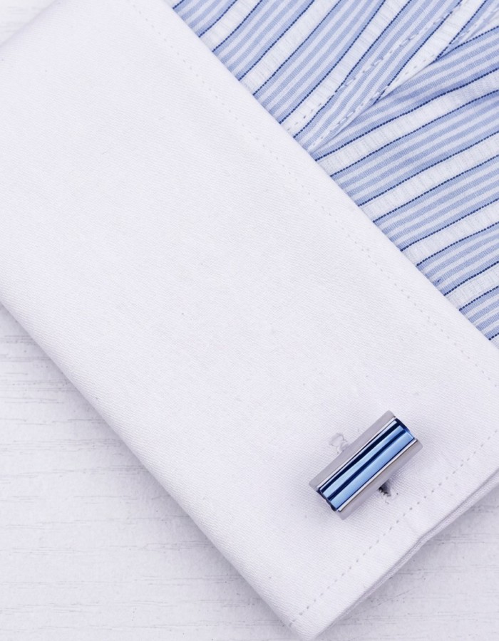 Rectangular Cufflinks with Blue Stone