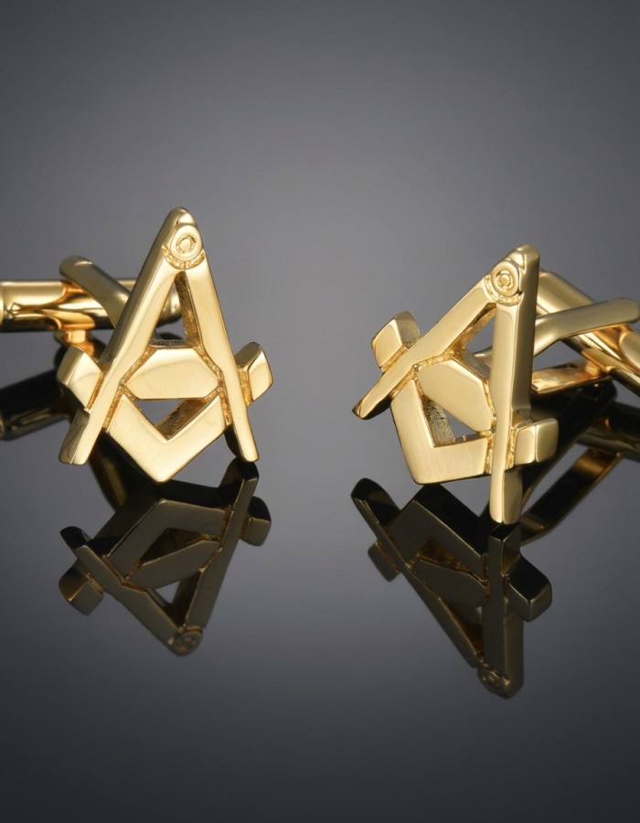Gold cufflinks with Masonic symbol