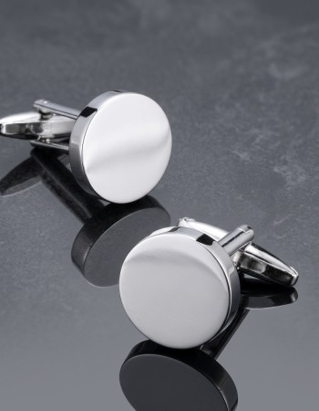 Round Polished Metal Cufflinks