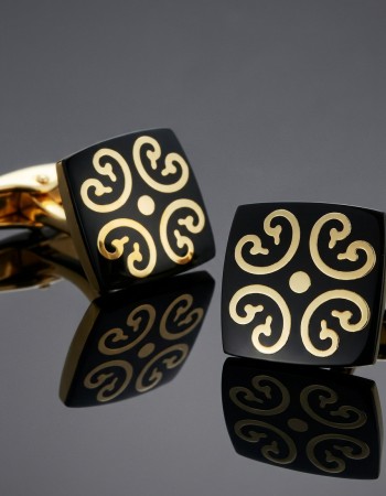 Luxury black cufflinks with gold detailing