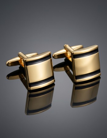Luxury gold cufflinks with black stripes