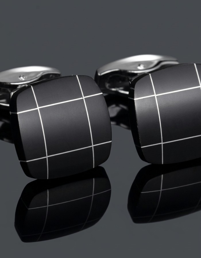 Luxury black checkmate cufflinks
